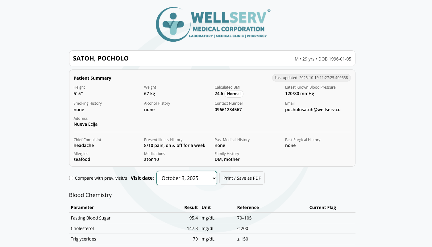 WELLSERV Patient Portal